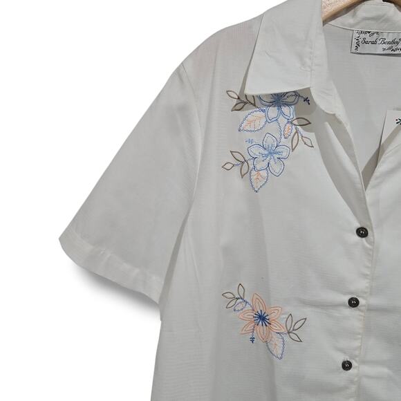 Sarah Bentley Ivory Floral Embroidered Button-Down Blouse NWT – Size XL - Picture 3 of 8